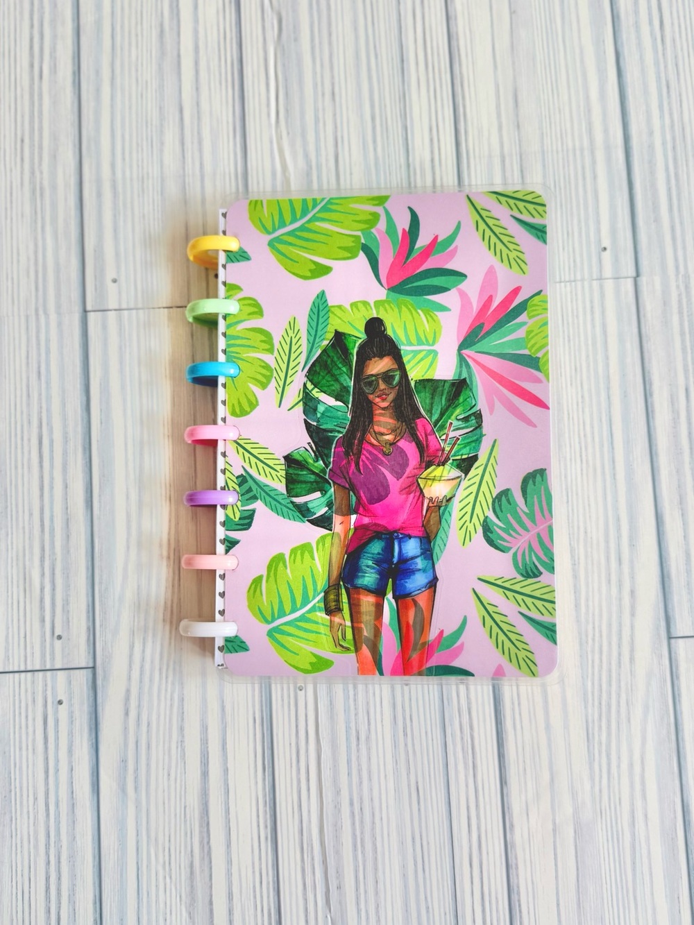 Mini Happy planner size undated tropical Girl plants fruits